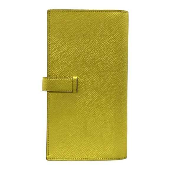 Auth HERMES Bearn Souffle Verso - Lime Terre Battue Veau Epsom Z Long Wallet - Picture 2 of 11
